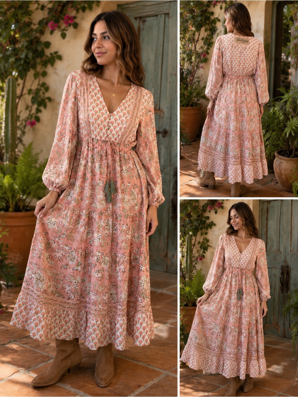 Jaded Gypsy Whimsical Cottage Core Floral Maxi Dress